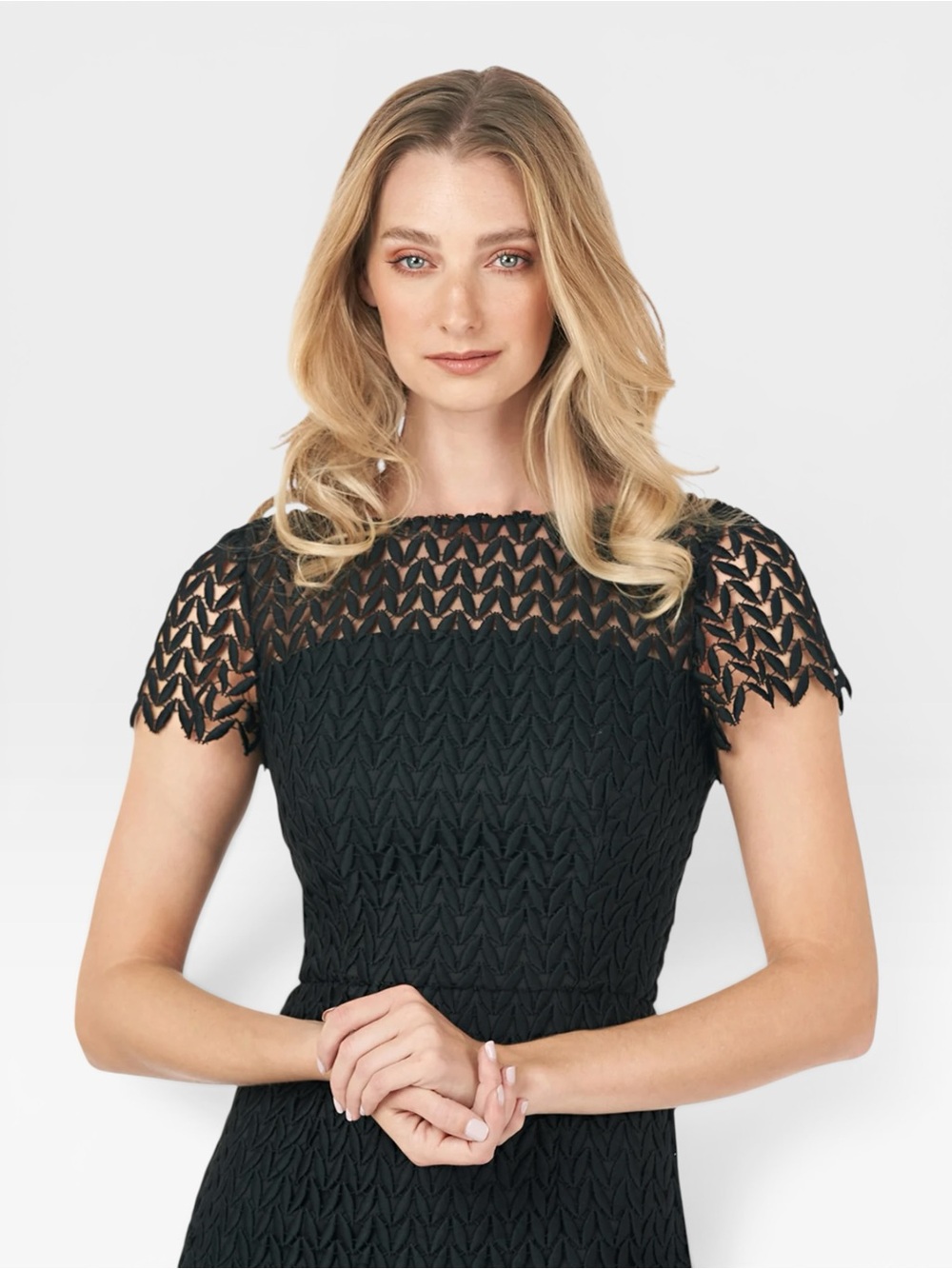 NWT Kay Unger Tatum Short Sleeve Lace Midi Cocktail Dress SIZE 2 - Picture 3 of 12